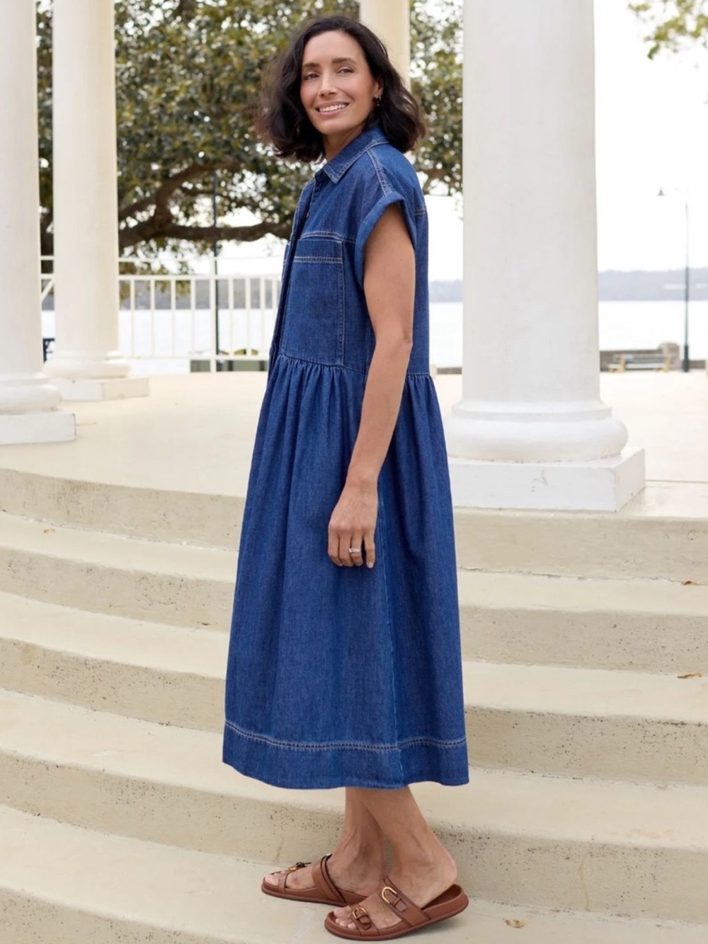 Maye Small Harper Shirt Denim Dress Dark Wash Relaxed Boxy Oversized